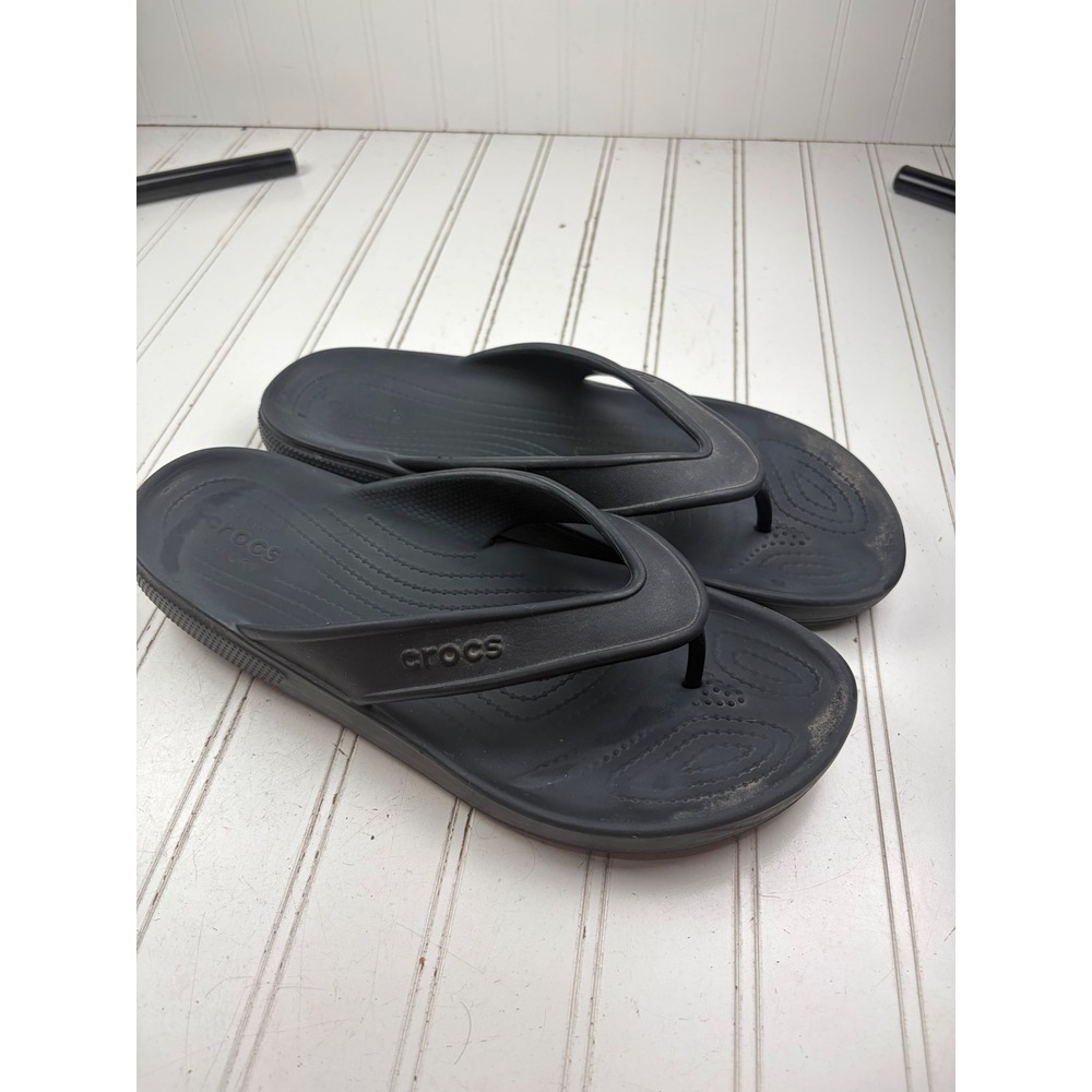 Crocs Black Comfort Thong Flip Flop's Men's Size 11 - Picture 4 of 10